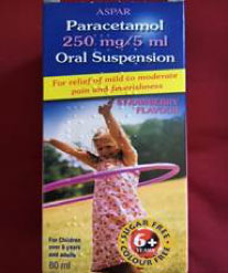Aspar Paracetamol Chidrens Suspension 250Mg /5Ml 80Ml 6 Years Plus